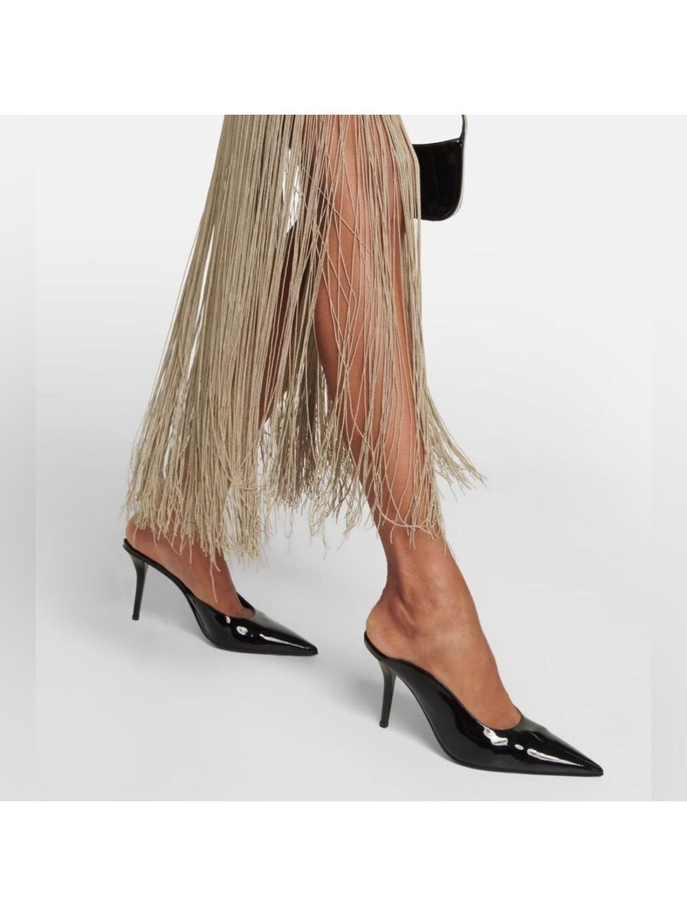 Gia Borghini Abella Patent Pointed Toe High Heel Mules Shoes NWT